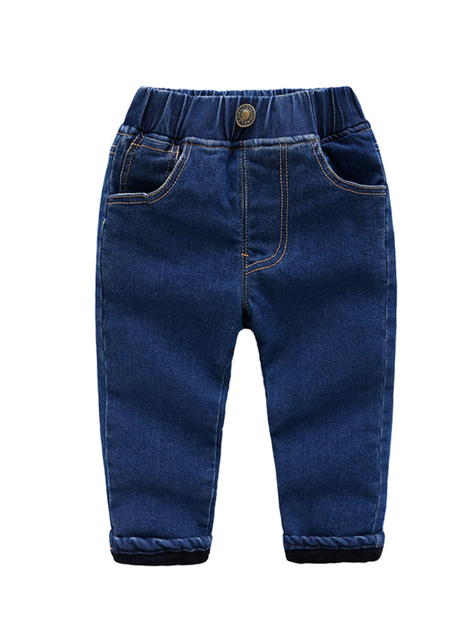 Дитячі теплі джинси, дитячі утеплені джинси сині, зимові джинси для хлопчика сині