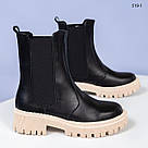 Шкіряні чорні черевики челсі на світлій підошві 38,39,40, фото 8