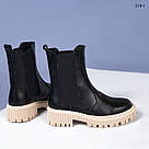 Шкіряні чорні черевики челсі на світлій підошві 38,39,40, фото 3