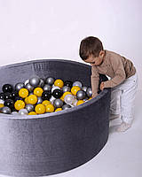 Детский сухой бассейн с шариками(200 шт) Серый велюр