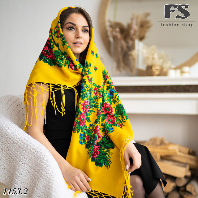 справжня українська хустина жовта