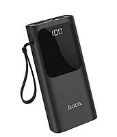 PowerBank повербанк Hoco J41 10000mAh 3 input 2USB/Type-C/Lighting/micro led дисплей, мини дизайн. Чёрный