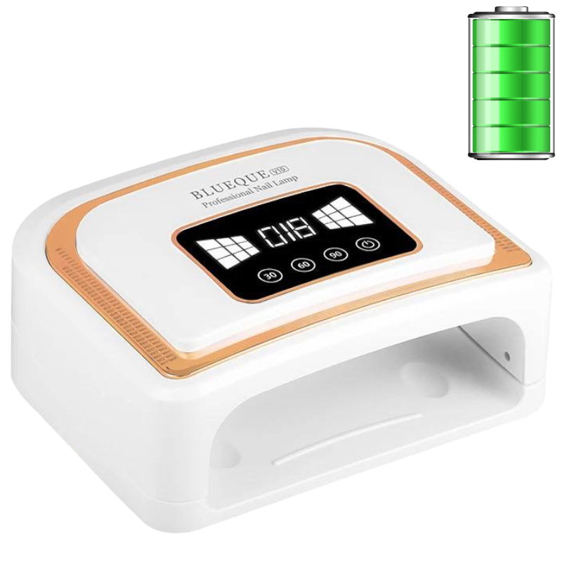 Бездротова лампа UV/LED BQ V10 (з акумулятором - 12000 mAh) для сушіння гель-лаку, 120 Вт. Білий із золотим