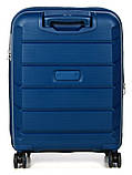 Валіза Airtex ручна поклажа поліпропілен синя 55х38х22(+5)см/50л/3.2кг, фото 3
