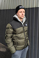 Пуховик-куртка мужская оливковая The North Face 700 Olive. Зимние курточки дутики зеленые Норс Фейс