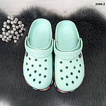 Сабо крокси жіночі м'ятні з візерунком вишиванка Даго Стиль, фото 2