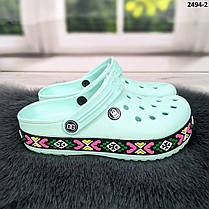 Сабо крокси жіночі м'ятні з візерунком вишиванка Даго Стиль, фото 5
