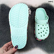 Сабо крокси жіночі м'ятні з візерунком вишиванка Даго Стиль, фото 4