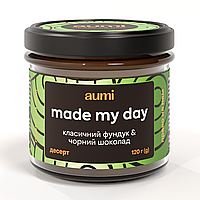 Десерт AUMi "Made my day" фундучно-шоколадный, 120г, банка СТЕКЛО, фундучная паста с черным шоколадом "AUMI"