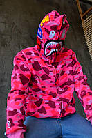 Bape Camo Pink Молодежные худи в розовом цвете. Стильные толстовки молодежные Бейп Камо Худи розовая унисекс