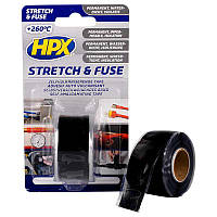 HPX Stretch&Fuse - 25мм х 3м, прозрачная силиконовая вулканизирующая лента для ремонта труб и электроизоляции Черный