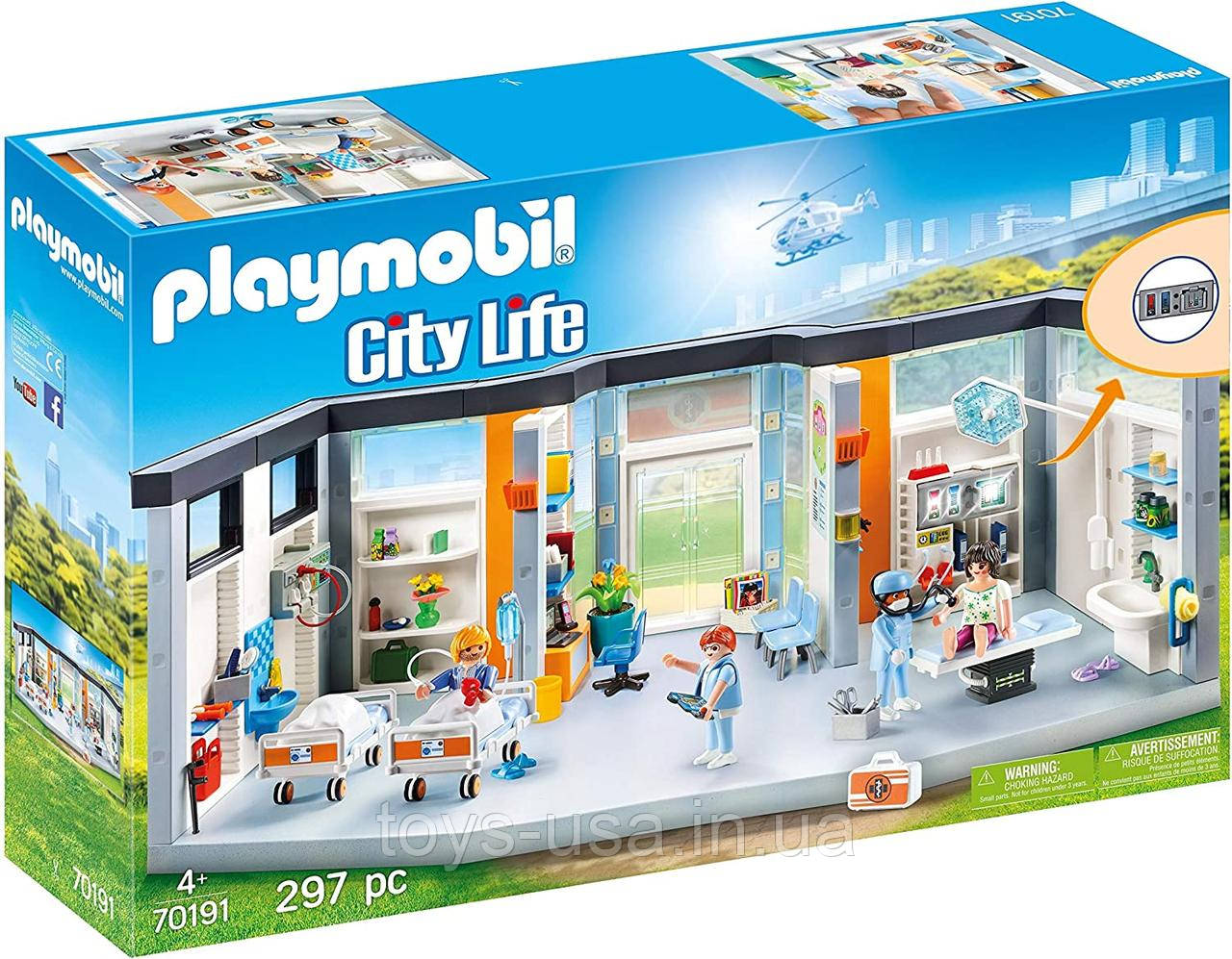 Конструктор Playmobil Плеймобіл 70191 Furnished Hospital Wing Крило лікарні з обладнанням та меблями