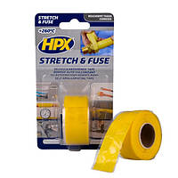 HPX Stretch&Fuse - 25мм х 3м, прозрачная силиконовая вулканизирующая лента для ремонта труб и электроизоляции Желтый