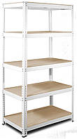 Стелаж металевий Еталон на 5 полиць ДСП, фарбований метал білий глянець 1800х900х500 мм (Меткас-ТМ)