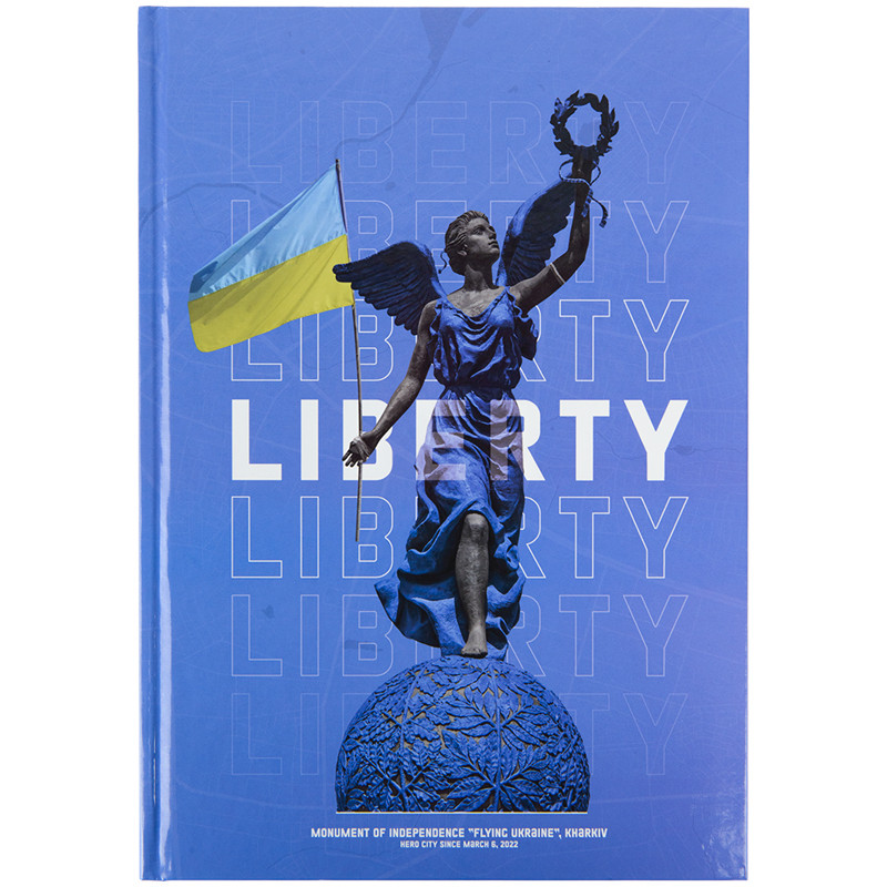 Книга записна А4 96 арк тв палітурка клітинка Liberty синя, фото 1