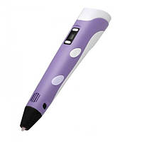 3Д ручка детская с адаптером 3D Ручка PEN-2 с LCD-дисплеем + Пластик Фиолетовая