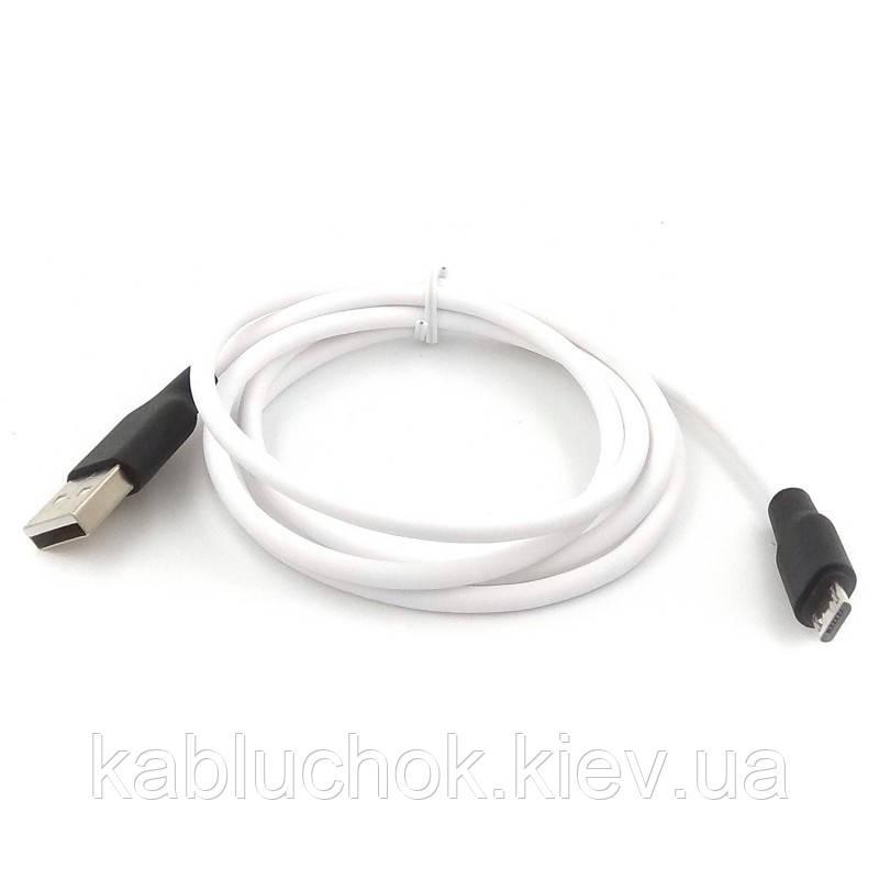 Надміцний Силіконовий зарядний USB Кабель Micro USB White 1 м