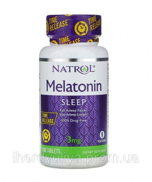 Здоровий сон, Natrol, Мелатонін, повільне вивільнення, 3 мг, 100 таблеток