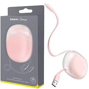 Кабель на рулетке Type-C Baseus Lets Go Little Reunion One-Way Stretchable 2A 1m Pink (CATRN-24)