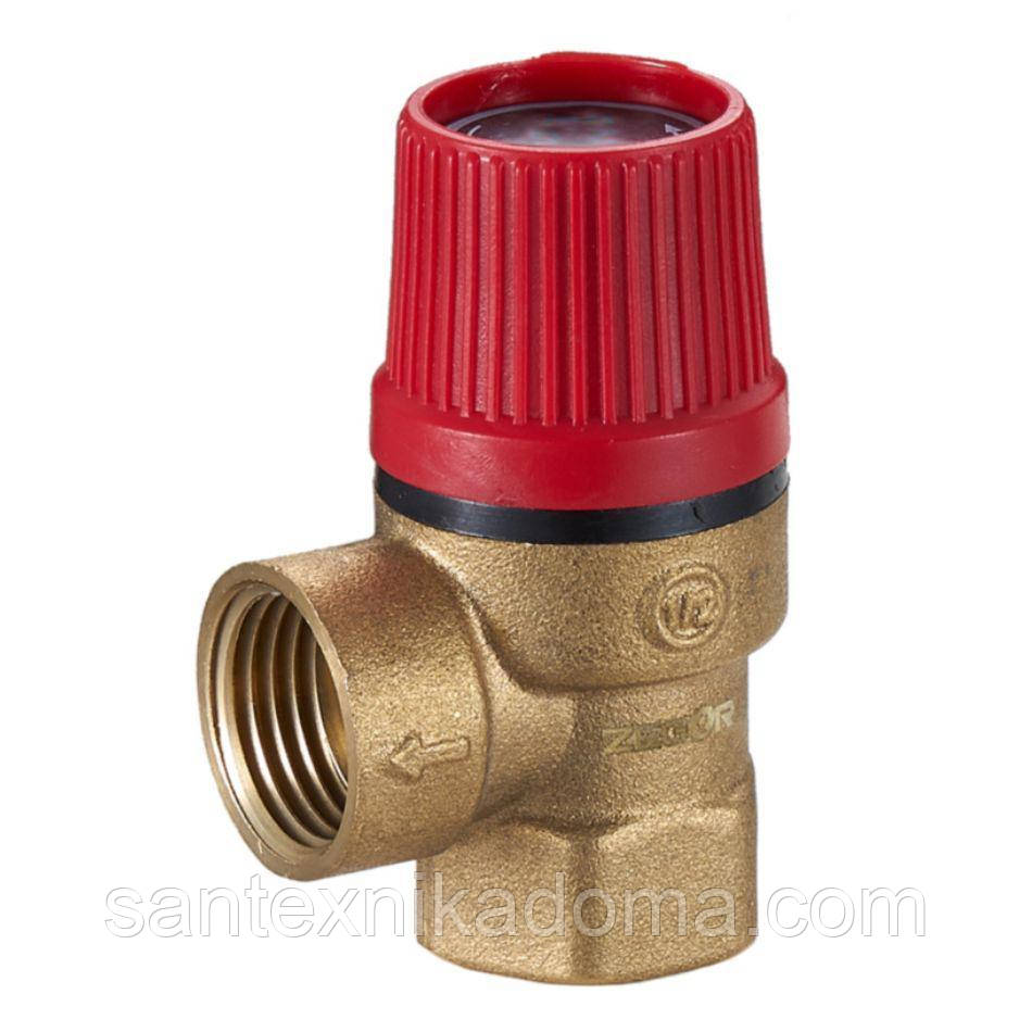 Запобіжний клапан Zegor QS-3072 для систем опалення 1/2" ВВ 2,5 бар