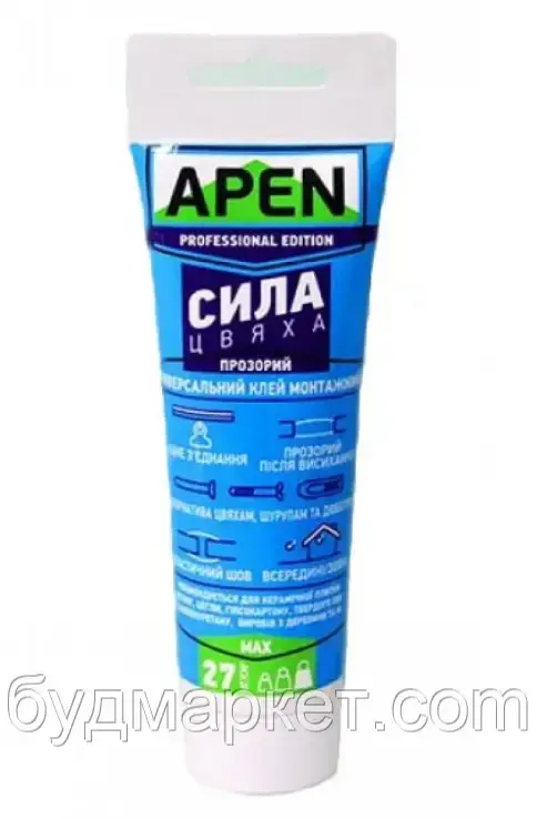 Клій APEN "Сила цвях" акриловий універсальний (білий), 100 мл