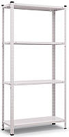 Стелаж металевий Рек 1 на 4 полиці метал фарбований білий глянець 1500х750х300 мм (Меткас-ТМ)