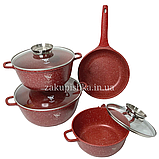 Набір каструль і сковорода Top Kitchen TK-00076, набір посуду з гранітним антипригарним покриттям для дому, фото 4