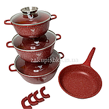 Набір каструль і сковорода Top Kitchen TK-00076, набір посуду з гранітним антипригарним покриттям для дому, фото 2