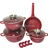 Набір каструль і сковорода Top Kitchen TK-00076, набір посуду з гранітним антипригарним покриттям для дому, фото 5