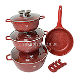 Набір каструль і сковорода Top Kitchen TK-00076, набір посуду з гранітним антипригарним покриттям для дому, фото 6