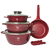 Набір каструль і сковорода Top Kitchen TK-00076, набір посуду з гранітним антипригарним покриттям для дому, фото 7