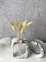 Набор гипсовых ваз Laconic и Grace в технике Marble для сухоцветов с колбой 2шт Мрамор черный