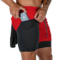 Спортивные шорты для мужчин с потайным карманом Красно-черные, Шорты для велоспорта