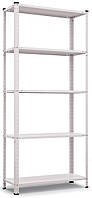 Стелаж металевий Рек 2 на 5 полиць метал фарбований білий глянець 1700х750х300 мм (Меткас-ТМ)