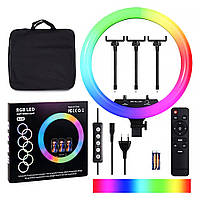 Кольцевая RGB лампа 45см Soft Ring Light MJ18 от сети / LED лампа кольцо для селфи