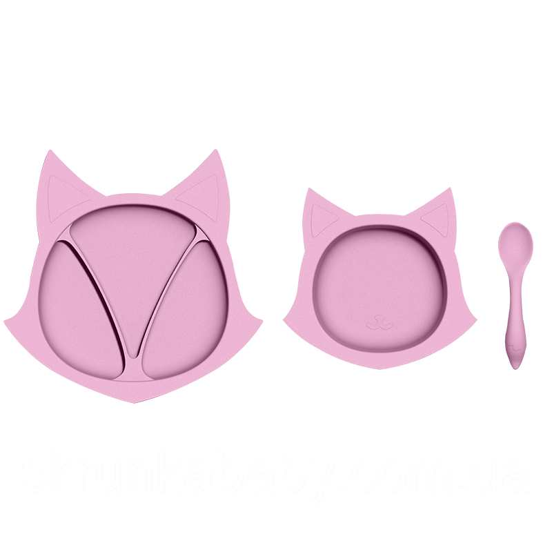 Тарілка для малюка BabyOno на присосці з ложкою (колір рожевий), фото 1