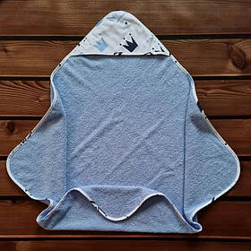 Дитячий махровий рушник з капюшоном для купання новонароджених 80*80 см BST Блакитний