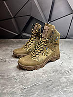 Берцы мужские тактические весенние осенние ЗСУ военная обувь ботинки из натуральной койот пиксель