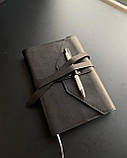 Шкіряна обкладинка для щоденника А5 MILLI чорна, фото 4