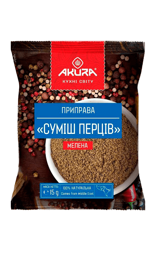 Суміш перців мелена, 15 г, Akura