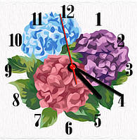 Набор для творчества "Часы" картина по номерам "Гортензии" 30*30 см