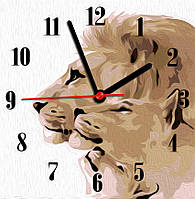 Набор для творчества "Часы" картина по номерам "Львы" 30*30 см