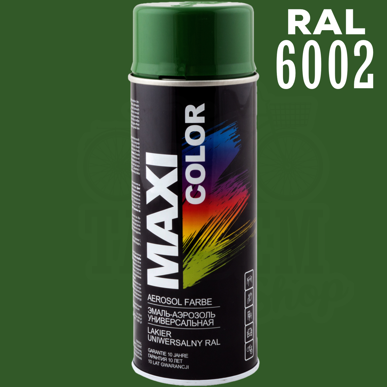 Фарба (емаль) універсальна Maxi Color, 400 мл Аерозоль Листяно-зелений (RAL 6002)