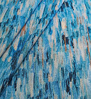 Креповый лен абстракция голубая