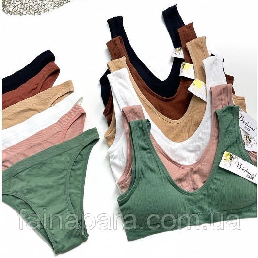 Комплект нижньої білизни (топ + трусики сліп) Beisdanna Коричневий, фото 1