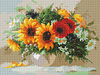Набор Алмазная мозаика вышивка (квадратные стразы, полная выкладка, без подрамника) 30х40см "Букет цветов"