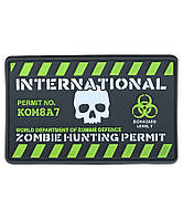 Шеврон/патч для военнослужащих KOMBAT UK Zombie Hunting Permit 8x5см KU_22