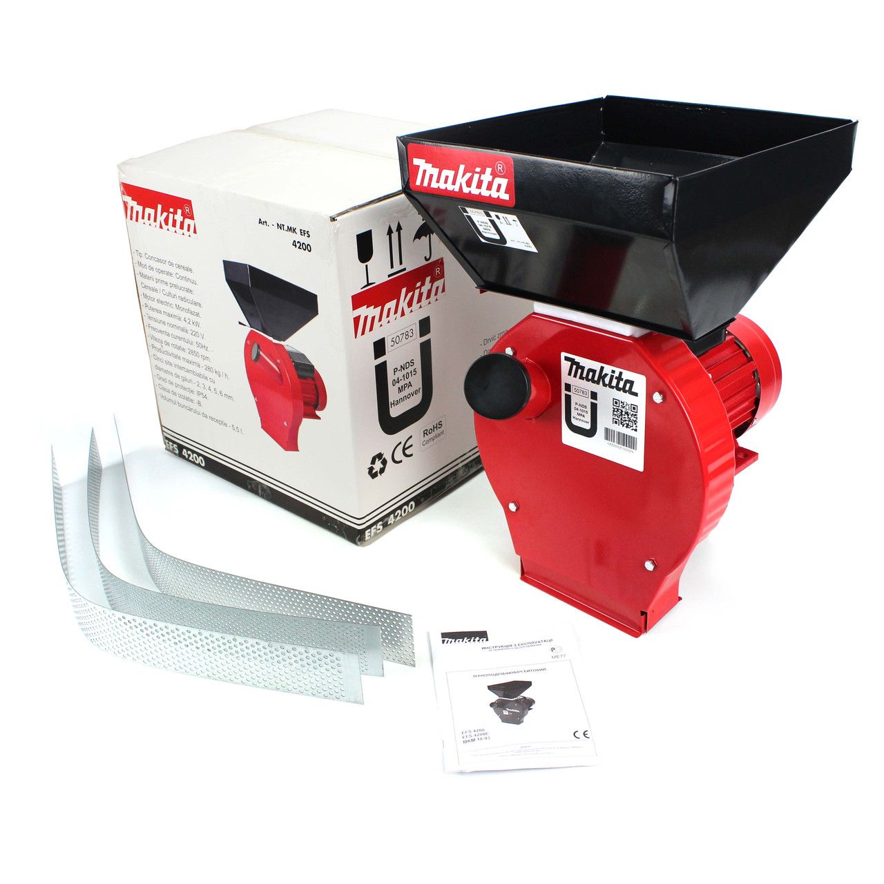 Зернодробарка Makita EFS 4200 (4.2 кВт, 280 кг/год).  Кормоподрібнювач Макіта для зерна і качанів кукурудзи