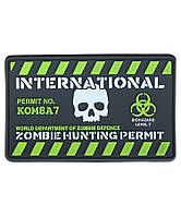 Шеврон/патч для военнослужащих KOMBAT UK Zombie Hunting Permit 8x5см GL_55