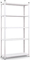 Стелаж металевий Елегант 1 на 5 полиць метал фарбований білий глянець 1850х950х340 мм (Меткас-ТМ)